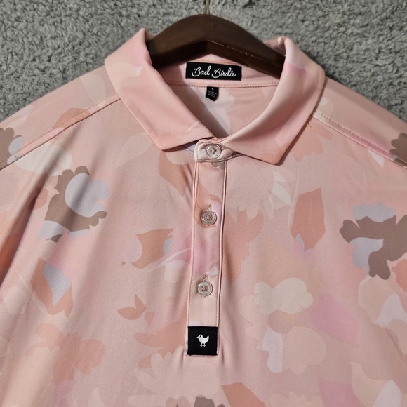 Bad Birdie Other - Bad Birdie Polo Shirt Mens Large Pink Camo Golf Stretch‎ Short Sleeve Athletic